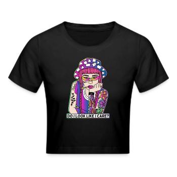POP-ART COMIC TATTOO GIRL LIKE I CARE? - Cropped T-Shirt - black - Front - Marisol (170cm)