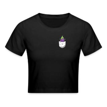 Aubergine Hemdtasche - Frauen Cropped T-Shirt - Schwarz - Vorne - Marisol (170cm)