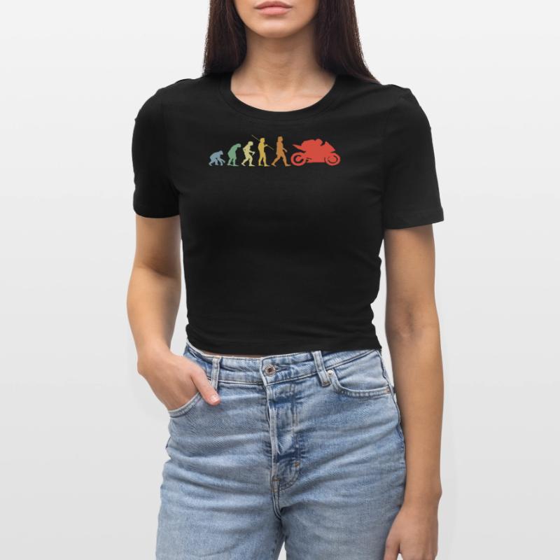 Racing Machine Evolution Retro Motorcycle Gift Cropped T-Shirt