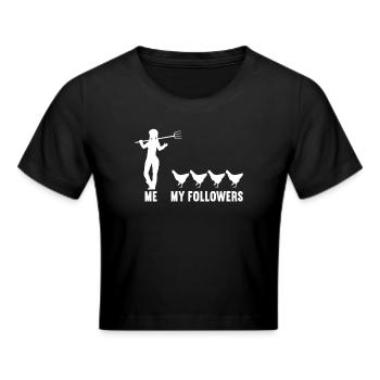 Ich und meine Follower Landwirtin Huhn Hühner - Frauen Cropped T-Shirt - Schwarz - Vorne - Marisol (170cm)