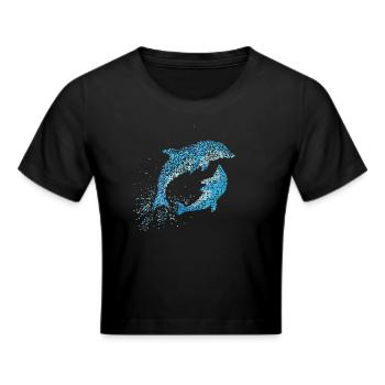 Dolphins Bottlenose dolphins Dolphin lovers Whale - Cropped T-Shirt - black - Front - Marisol (170cm)