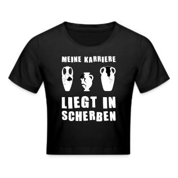 Archäologe Scherben Archäologie Fossilien Geschenk - Frauen Cropped T-Shirt - Schwarz - Vorne - Marisol (170cm)