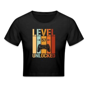 57th Birthday Level 57 unlocked - Cropped T-Shirt - black - Front - Marisol (170cm)