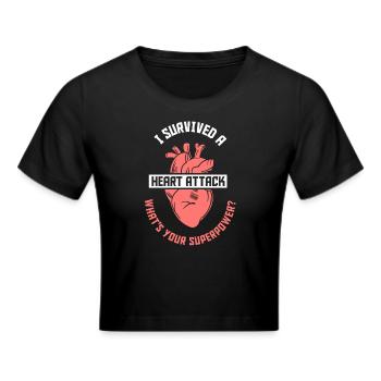 I survived a heart attack - Cropped T-Shirt - black - Front - Marisol (170cm)