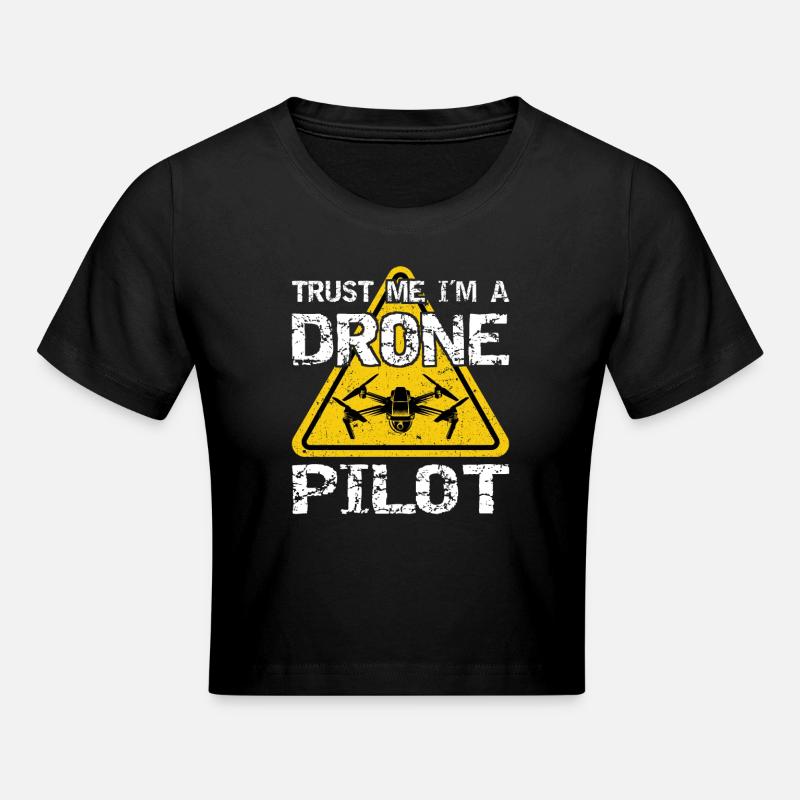 Drone avec panneau d’avertissement Drone flyer - Crop top - noir