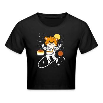 Tiger Astronaut Gay Bear Pride - Frauen Cropped T-Shirt - Schwarz - Vorne - Marisol (170cm)