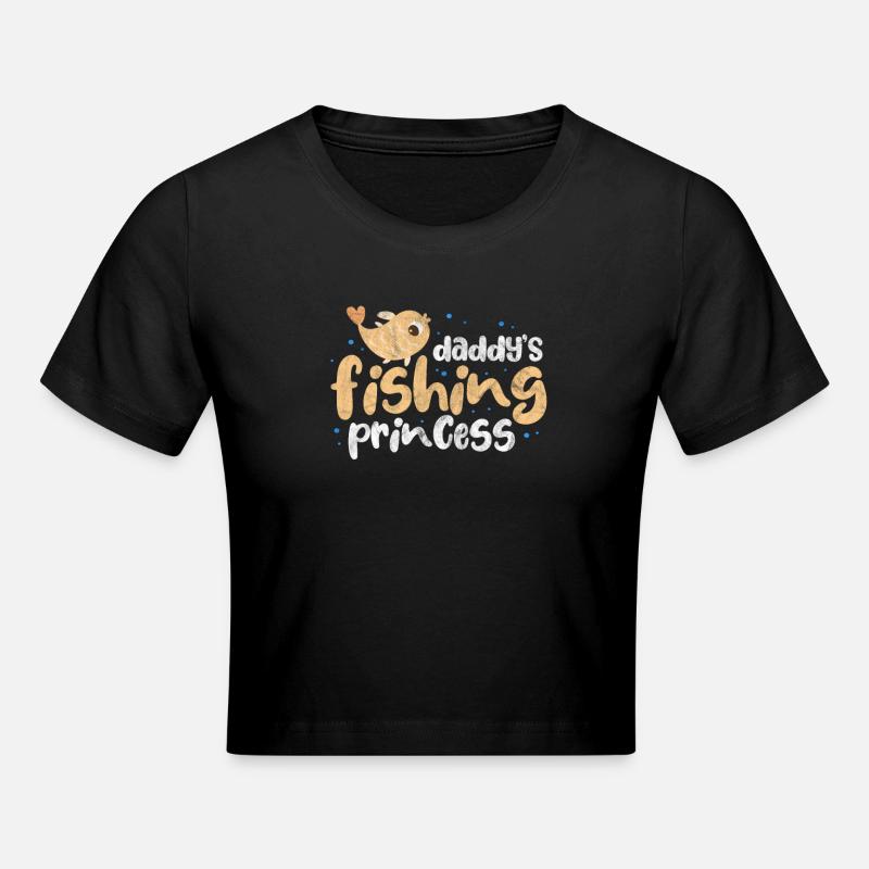Lystfisker far datter - Cropped T-Shirt - sort