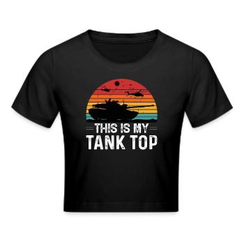 Panzer Militär Panzerwagen Gleisketten Retro Tank - Frauen Cropped T-Shirt - Schwarz - Vorne - Marisol (170cm)