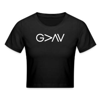 Gott ist größer als die Höhen und Tiefen Christ - Frauen Cropped T-Shirt - Schwarz - Vorne - Marisol (170cm)