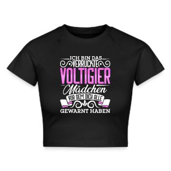 Voltigieren - Frauen Cropped T-Shirt - Schwarz - Vorne - Marisol (170cm)