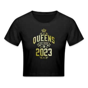 Queens born in 2023 - Cropped T-Shirt - black - Front - Marisol (170cm)