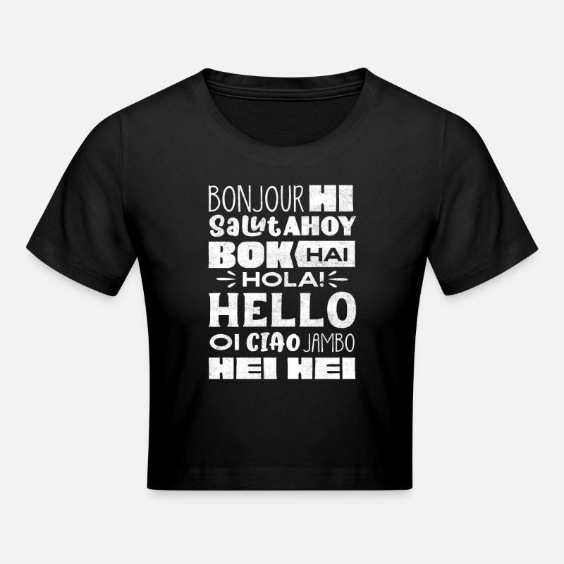 Word Hello Différentes Langues, Professeur de langue - Crop top - noir