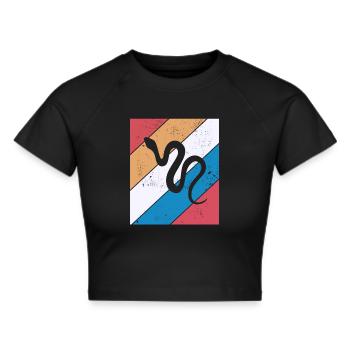Snake Retro Reptile Python Gift idea - Frauen Cropped T-Shirt - Schwarz - Vorne - Marisol (170cm)