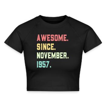 Großartig seit November 1957 - Frauen Cropped T-Shirt - Schwarz - Vorne - Marisol (170cm)
