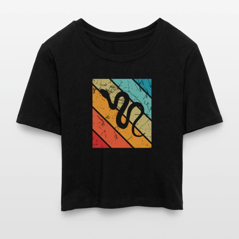 Snake Retro Reptile Python Gift idea Cropped T-Shirt