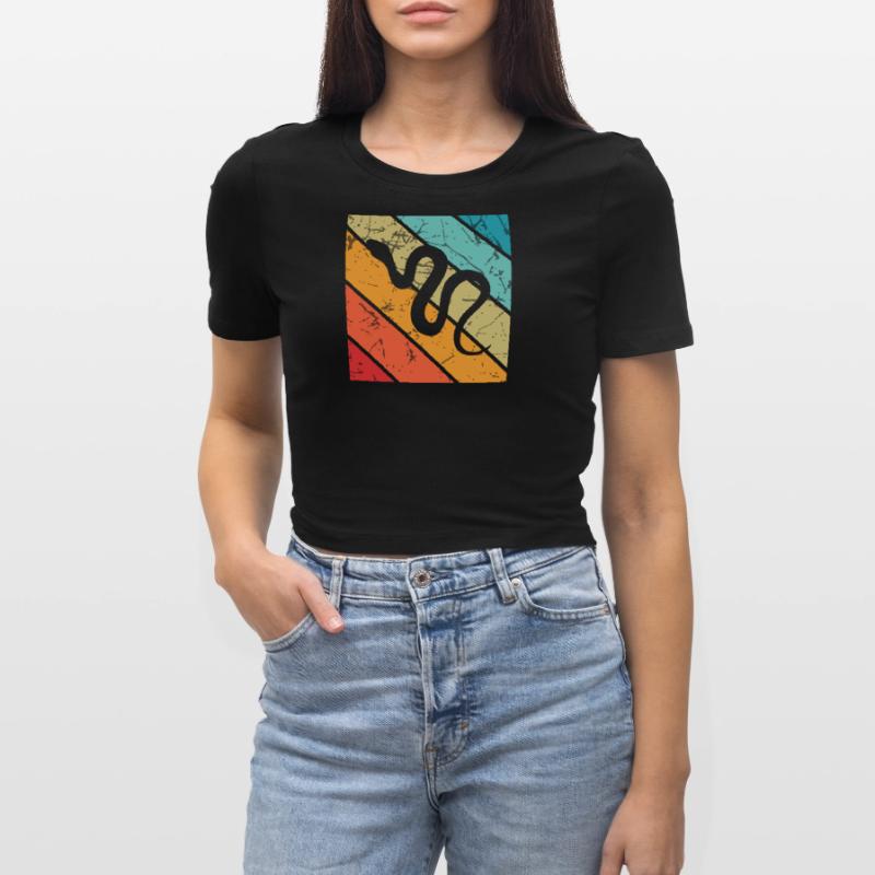 Snake Retro Reptile Python Gift idea Cropped T-Shirt