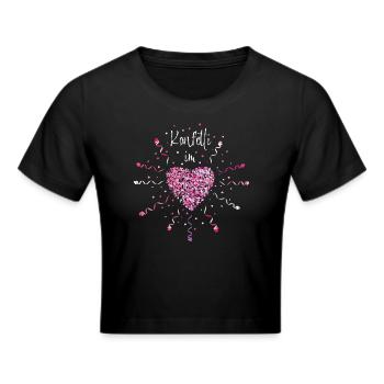 Konfetti im Herzen Karneval Weiberfasnacht Kölsch - Frauen Cropped T-Shirt - Schwarz - Vorne - Marisol (170cm)