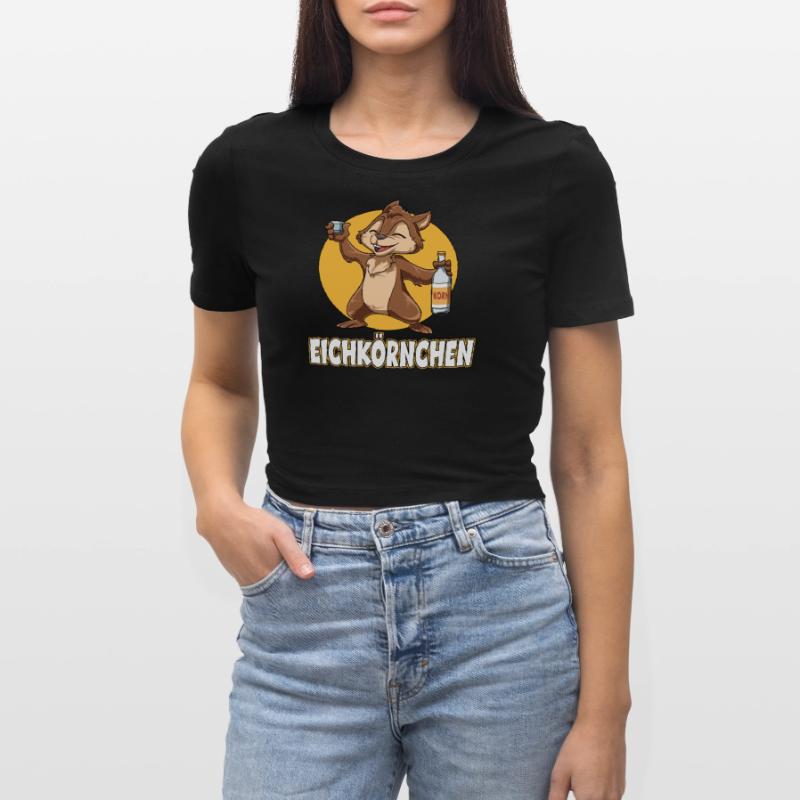 Eichkörnchen Eichhörnchen mit Korn Frauen Cropped T-Shirt