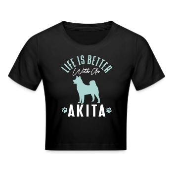 Amerikanischer Akita Inu - Frauen Cropped T-Shirt - Schwarz - Vorne - Marisol (170cm)