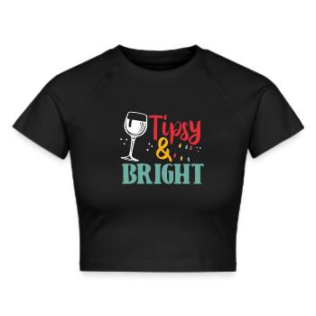 Mit Wein beschwipst und heiter - Frauen Cropped T-Shirt - Schwarz - Vorne - Marisol (170cm)