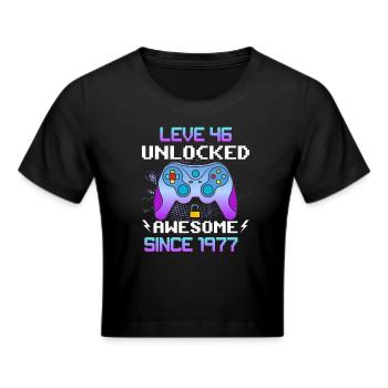 Level 46 Unlocked Awesome Since 1977 Funny Gamer - Cropped T-Shirt - black - Front - Marisol (170cm)