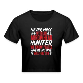 Arrowhead Hunting Pfeilspitzen Sammler - Frauen Cropped T-Shirt - Schwarz - Vorne - Marisol (170cm)