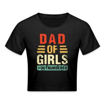 Vatertag Mutter Vater Zwei Töchter Baby - Frauen Cropped T-Shirt - Schwarz - Vorne - Marisol (170cm)