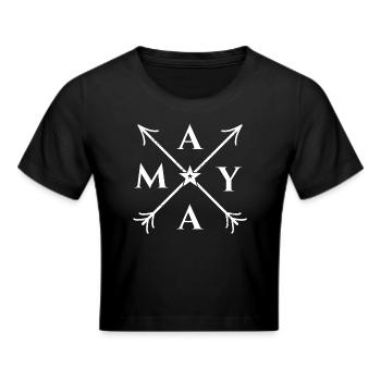 maya X- Form Motiv maya Geschenk - Frauen Cropped T-Shirt - Schwarz - Vorne - Marisol (170cm)