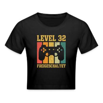 Level 32 freigeschaltet - Frauen Cropped T-Shirt - Schwarz - Vorne - Marisol (170cm)