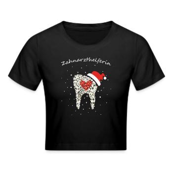 Zahnarzthelferin Zahn Zahnarzt Weihnachtsfeier - Frauen Cropped T-Shirt - Schwarz - Vorne - Marisol (170cm)