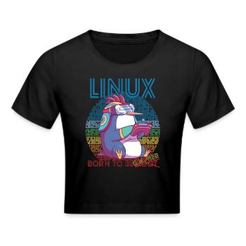 Linux Gamer Born To Be Root Geek Game Programmer A - Cropped T-Shirt - black - Front - Marisol (170cm)