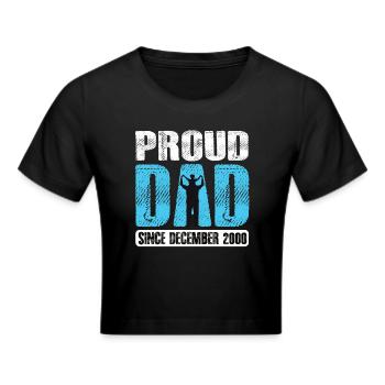 Proud Dad Since December 2000 - Frauen Cropped T-Shirt - Schwarz - Vorne - Marisol (170cm)