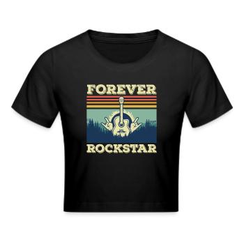 Gitarre Retro Gitarrist Rockgitarre Musiker Sänger - Frauen Cropped T-Shirt - Schwarz - Vorne - Marisol (170cm)