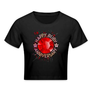 Rubin-Hochzeit, Hochzeitstag 40 Jahre - Frauen Cropped T-Shirt - Schwarz - Vorne - Marisol (170cm)