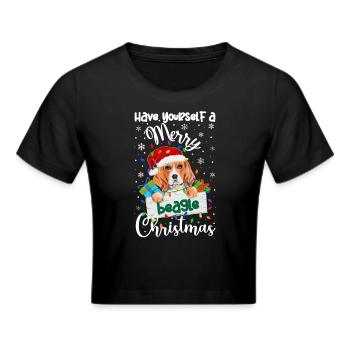 Beagle Christmas Party Beagle Dog Xmas Gifts - Frauen Cropped T-Shirt - Schwarz - Vorne - Marisol (170cm)
