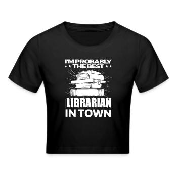 Librarian Lustig - Cropped T-Shirt - black - Front - Marisol (170cm)