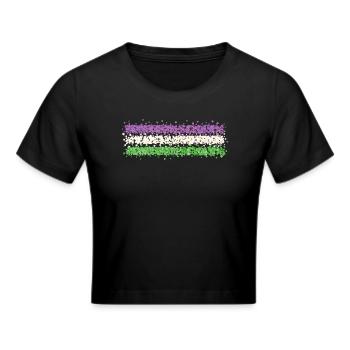 Genderqueer Genderfluid Nonbinary Flagge Queer - Frauen Cropped T-Shirt - Schwarz - Vorne - Marisol (170cm)