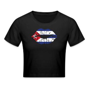Cuba Flag Heart Flag Cubans - Cropped T-Shirt - black - Front - Marisol (170cm)
