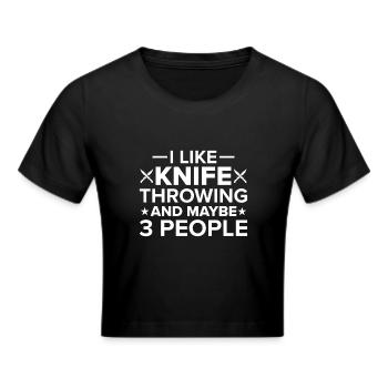 Messerwurfscheibe Geschenk Messerwerfer - Frauen Cropped T-Shirt - Schwarz - Vorne - Marisol (170cm)