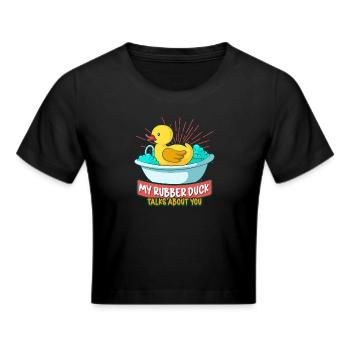 Gummiente Gummienten Entenliebhaber Badezimmer - Frauen Cropped T-Shirt - Schwarz - Vorne - Marisol (170cm)