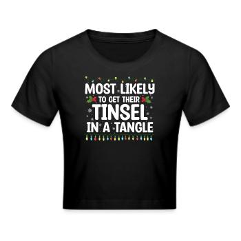 Christmas Quote, Funny Christmas Quote - Cropped T-Shirt - black - Front - Marisol (170cm)