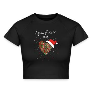 Aqua Power mit Herz Gymnastik Nikolausmütze - Frauen Cropped T-Shirt - Schwarz - Vorne - Marisol (170cm)