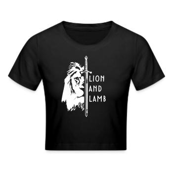 Lion and Lamb Jesus Gott Löwe Lamm Glaube Bibel - Frauen Cropped T-Shirt - Schwarz - Vorne - Marisol (170cm)