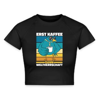 Vogel Ornithologe Kaffee Sonnenbrille - Frauen Cropped T-Shirt - Schwarz - Vorne - Marisol (170cm)
