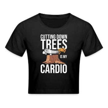 Logger Lumberjack Chainsaw - Cropped T-Shirt - black - Front - Marisol (170cm)