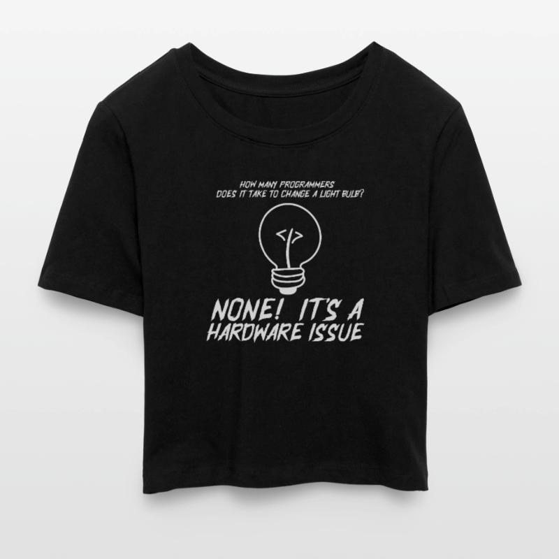 Funny Programmers Light Bulb Hardware Statement Cropped T-Shirt