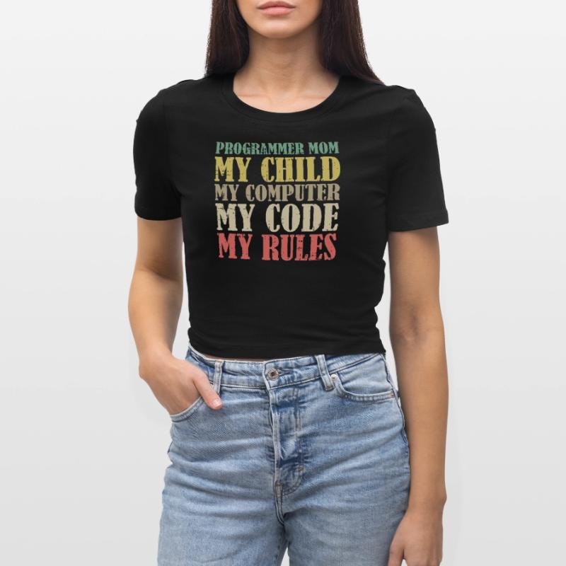 Entwickler Coder Programmierer Mama Frauen Cropped T-Shirt