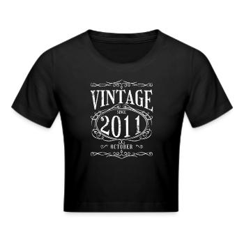 Birthday - Vintage since October 2011 - Cropped T-Shirt - black - Front - Marisol (170cm)