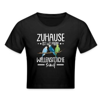 Wellensittich Vogel - Frauen Cropped T-Shirt - Schwarz - Vorne - Marisol (170cm)