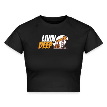 Ölfeld Bohrinsel - Frauen Cropped T-Shirt - Schwarz - Vorne - Marisol (170cm)